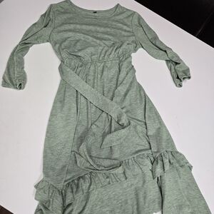 Green Ruffle Sleeve Dress